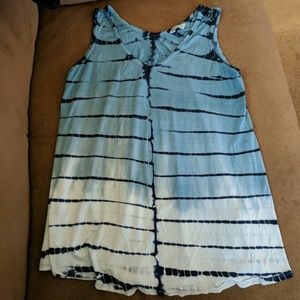 Tops - Blue and white tie-dye tank top Tops - Blue and white tie-dye tank top